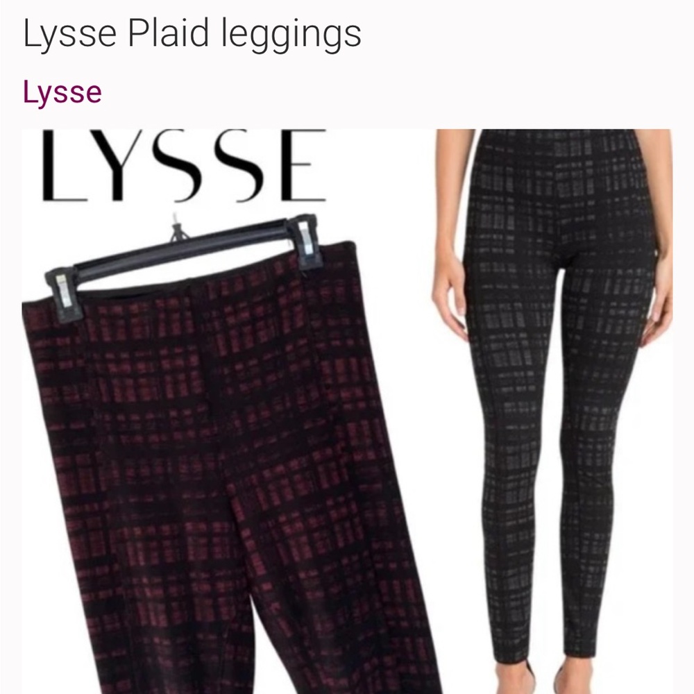Lysse Buttery Soft Black and Gray Plaid Textured Leggings Casual Comfortable XL